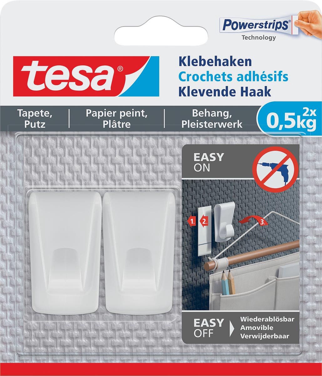 Tesa 1063382 - ® crochet adhésif papier peint et plâtre 0,5 kg | 8 pièces