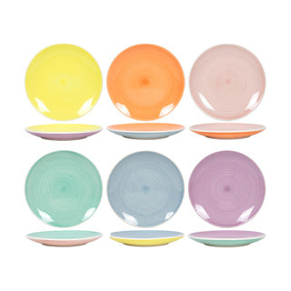Assiette petit déjeuner ø19cm 2 tons pastel, 6 assortis | 6 pièces