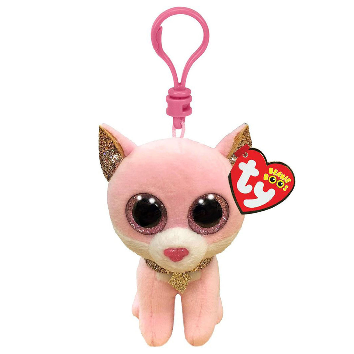 Ty Beanie Boos Clip Fiona Pink Cat, 7 cm