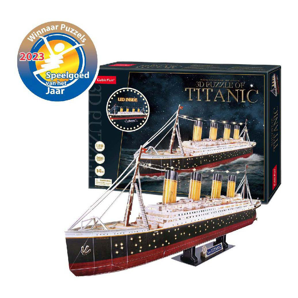 Puzzle 3D cubique amusant Titanic avec éclairage LED - 266 pcs.
