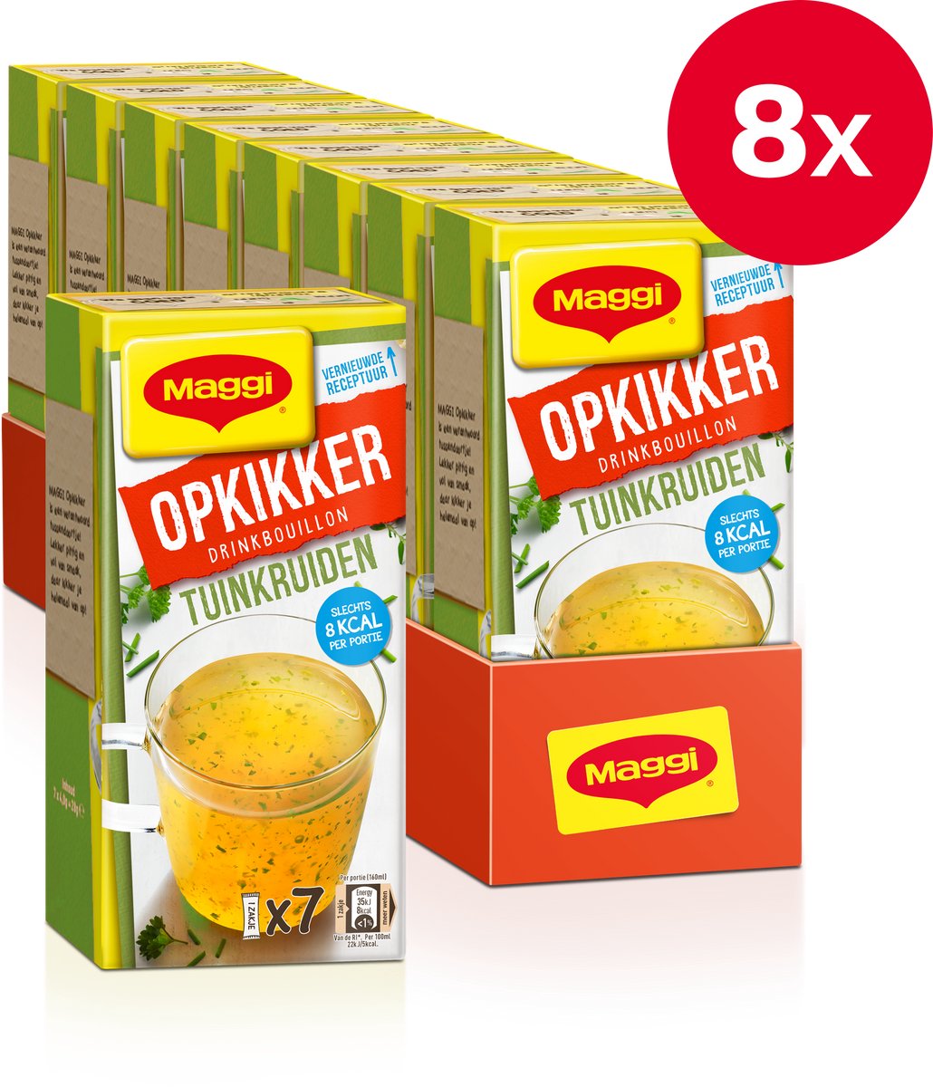 Maggi booster bouillon à boire herbes du jardin - 8 boîtes x 7 sacs - pack économique