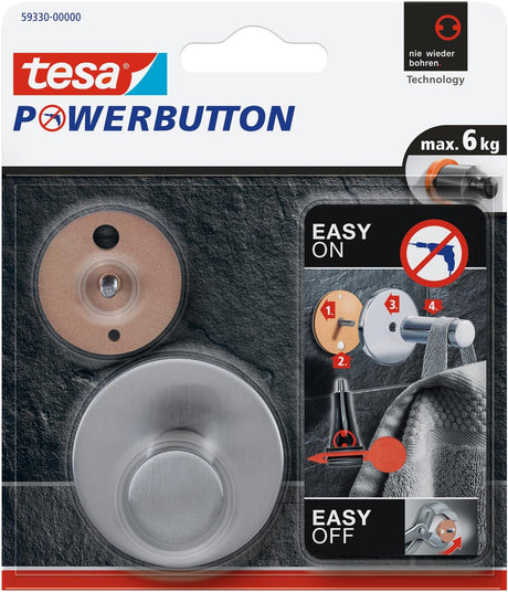Crochet autocollant classique bouton d'alimentation Tesa (ø x h) 50 mm x 31 mm métal contenu : 1 pièce(s)