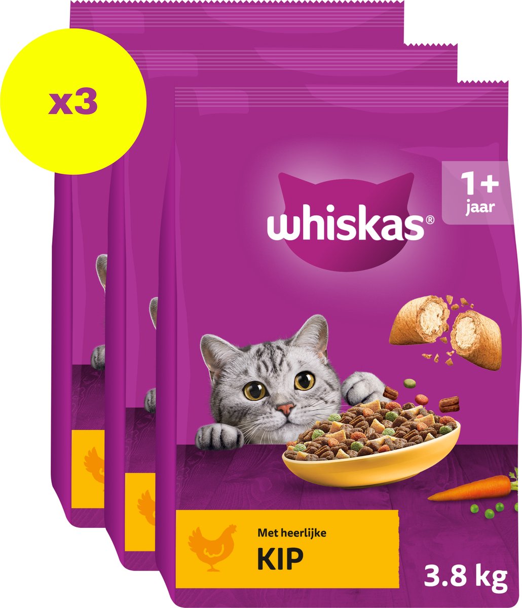 Nourriture pour chat Whiskas - adulte 1+ - poulet - sac 3x3,8kg
