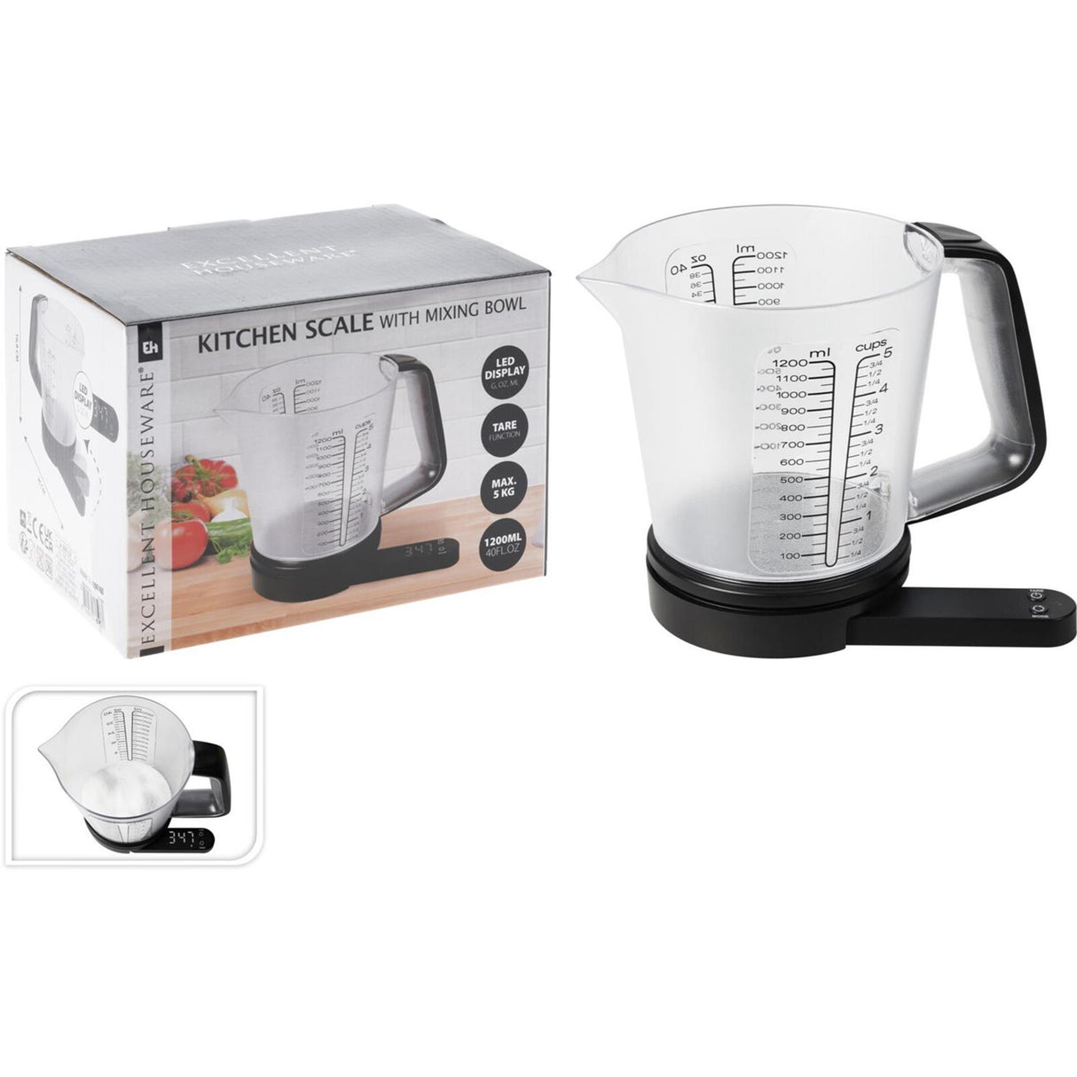 Excellente échelle de cuisine des ustensiles de maison avec tasse de mesure 1200 ml