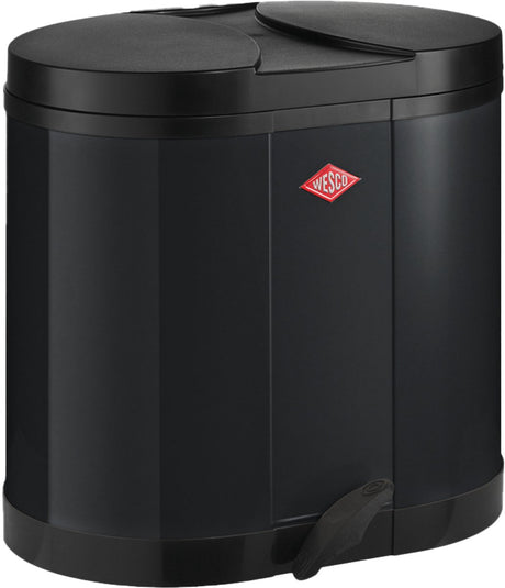 Poubelle éco-collecteur Wesco | 30 litres | poubelle à pédale duo (2x15 litres) | métal - noir | tri des déchets - fabriqué en Allemagne