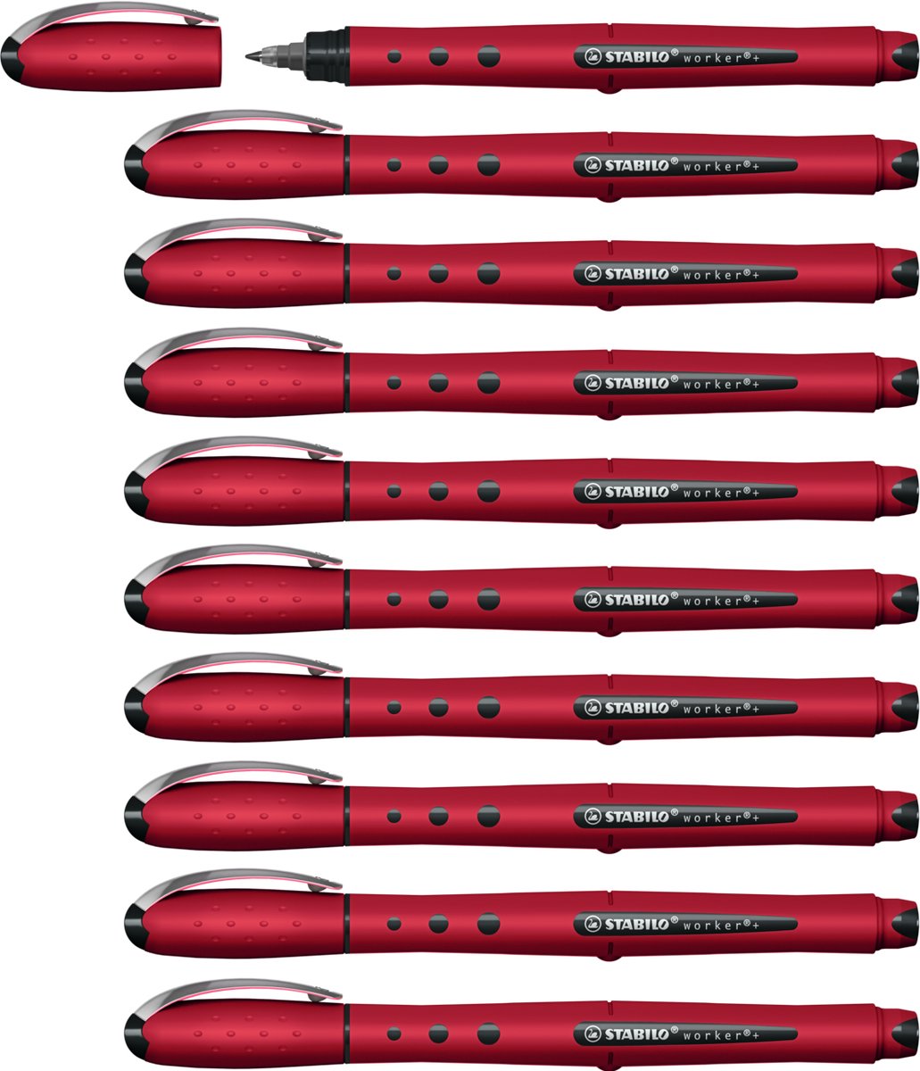 Stabilo travailleur+ - roller 0,5 mm - naturecolors fleurs sauvages - bordeaux - boîte de 10 pièces