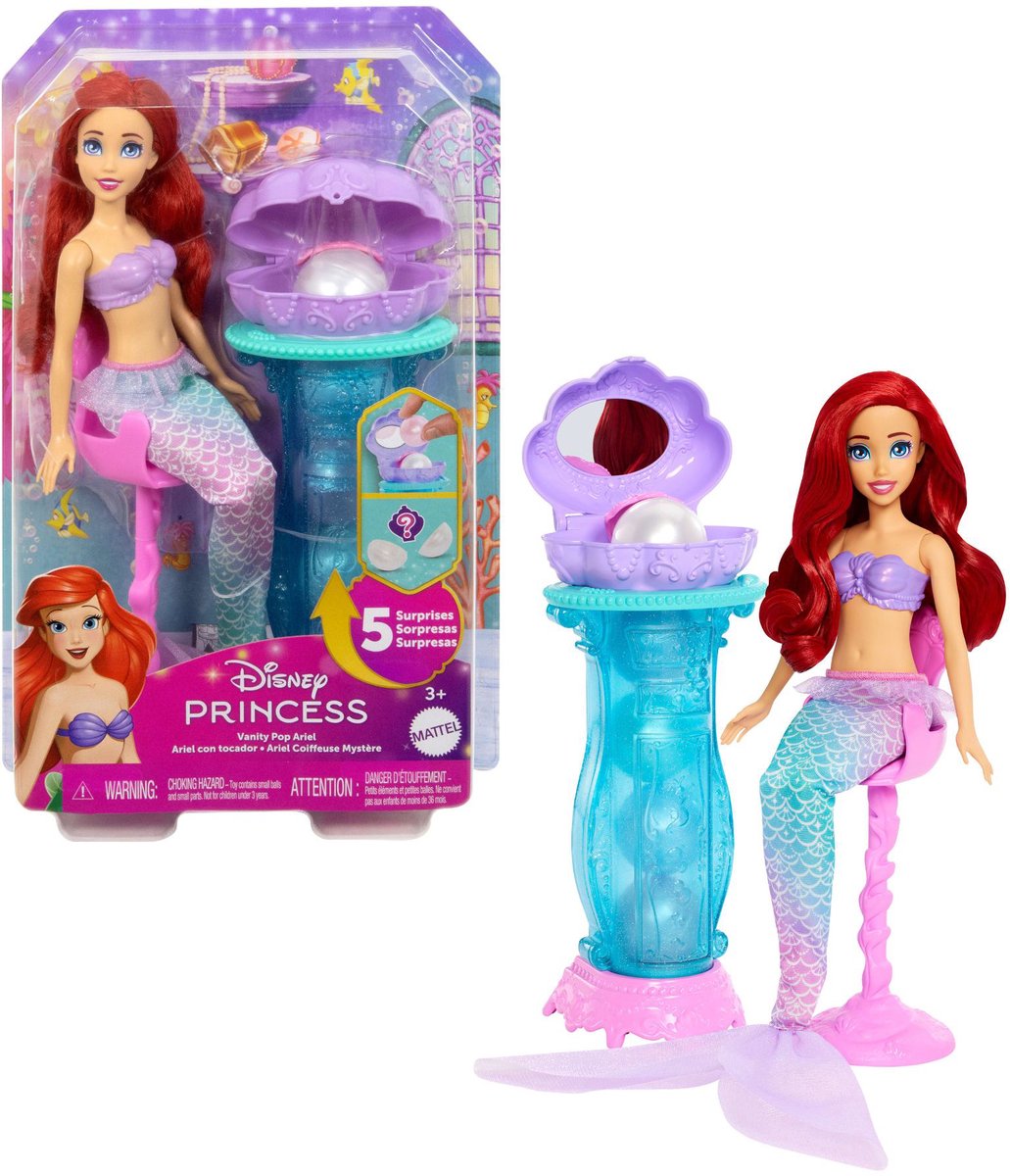 Poupée Disney princesse Ariel avec coiffeuse