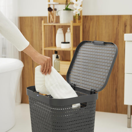 Panier à linge Rotho country 55l anthracite