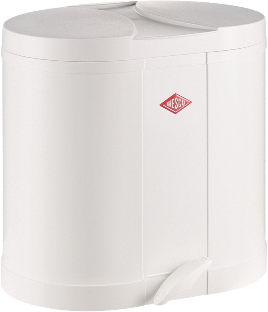 Poubelle éco-collecteur Wesco | 30 litres | poubelle à pédale duo (2x15 litres) | métal - blanc | tri des déchets - fabriqué en Allemagne