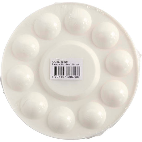 Palette Creativ company, palette ronde avec 11 compartiments, d 17 cm, blanc, 10 pièces 1 boîte