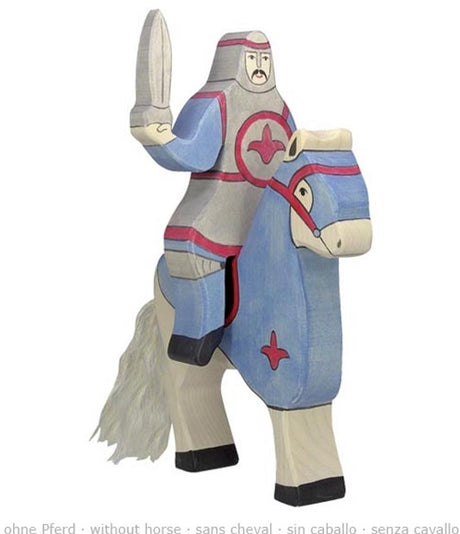 Holztiger Contes de fées et chevaliers - chevalier bleu à cheval - 10x2x19cm - figurine en bois - sans cheval