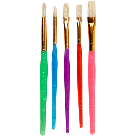 Pinceaux Creativ company pour enfants, taille 8+12+18, l : 14-16 cm, l : 5-10 mm, plats, ronds, différentes couleurs, 5 pièces 1 boîte