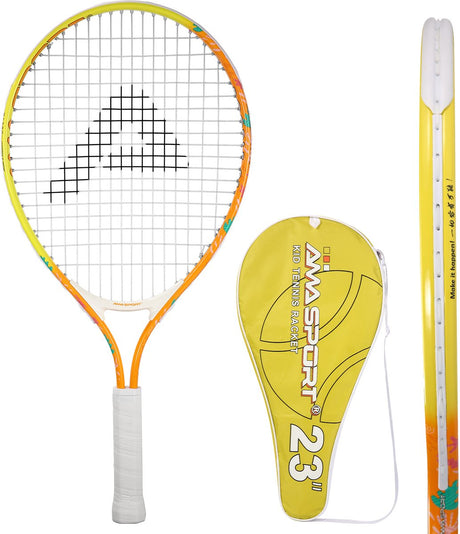Raquette de tennis enfant Ama sport orange 23 pouces - raquette junior légère avec sac - idéale pour les débutants -
