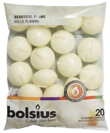 Sachet de 20 bougies flottantes Bolsius ivoire