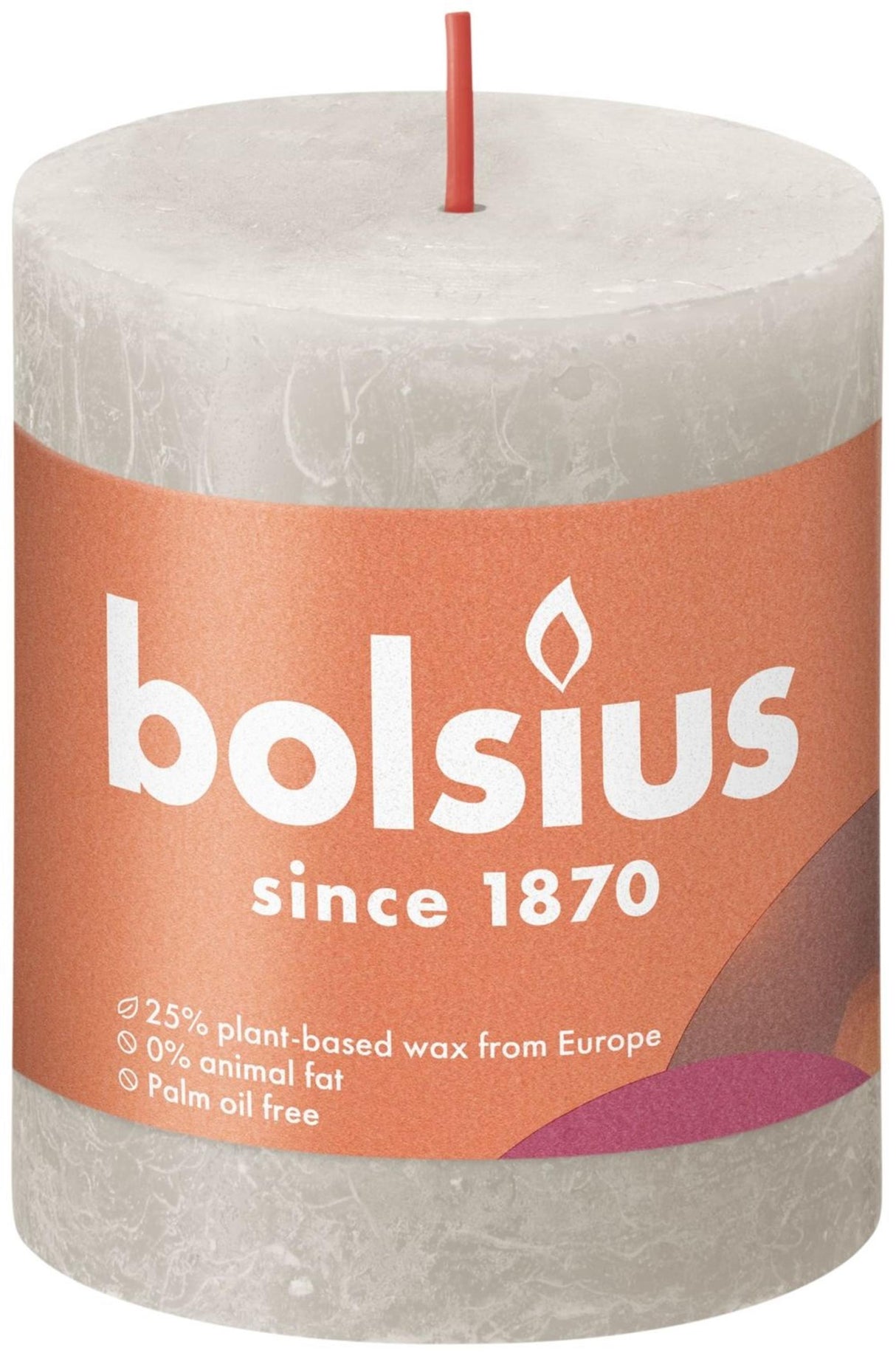 Bougie pilier rustique Bolsius 80 68 gris
