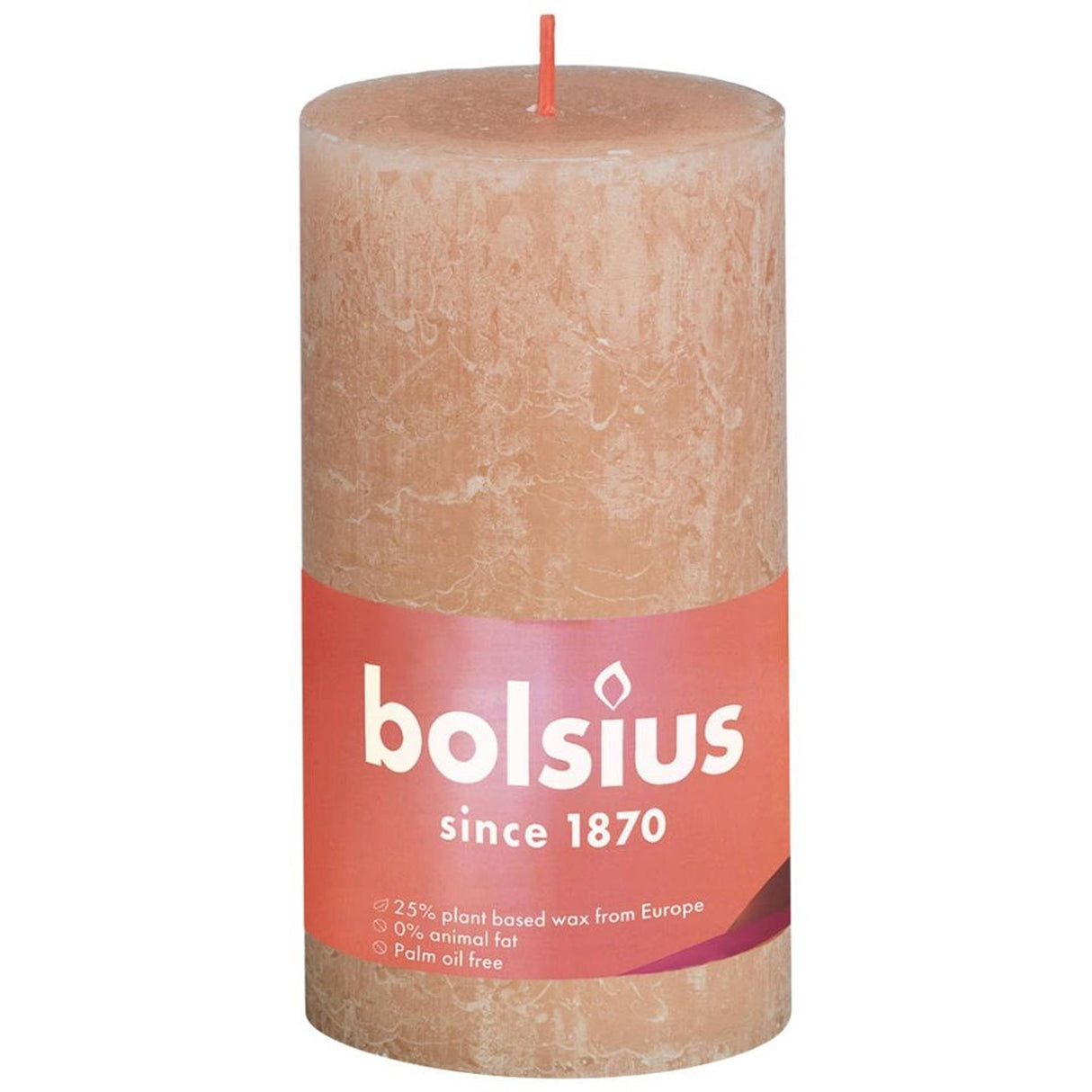 Bougie pilier Bolsius rustique rose brumeux 130x68 mm | 4 pièces