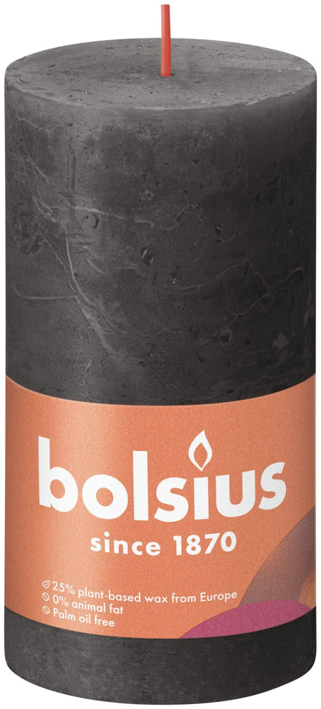Bougie pilier Bolsius gris rustique 130x68 mm | 4 pièces