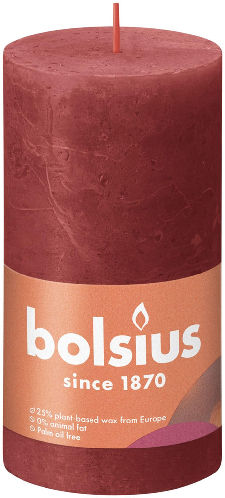 Bougie pilier rustique Bolsius 130 68 rouge