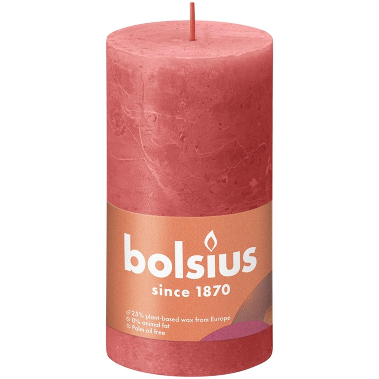 Bougie pilier Bolsius rustique 130 x 68 cm rose fleuri | 4 pièces
