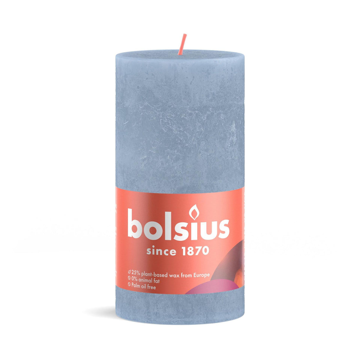 Bougie pilier Bolsius rustique 13x6,8 cm bleu ciel