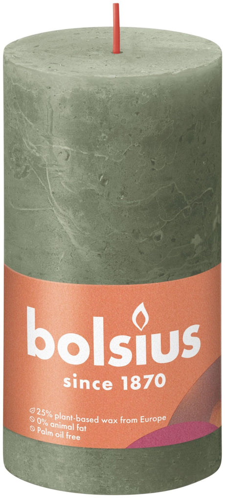 Bougie pilier rustique Bolsius 130 68 olive