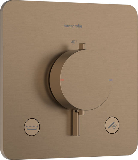 Hansgrohe ecostat confort q - thermostat intégré - 2 fonctions - thermostat de douche - combinaison de sécurité en1717 - bronze brossé