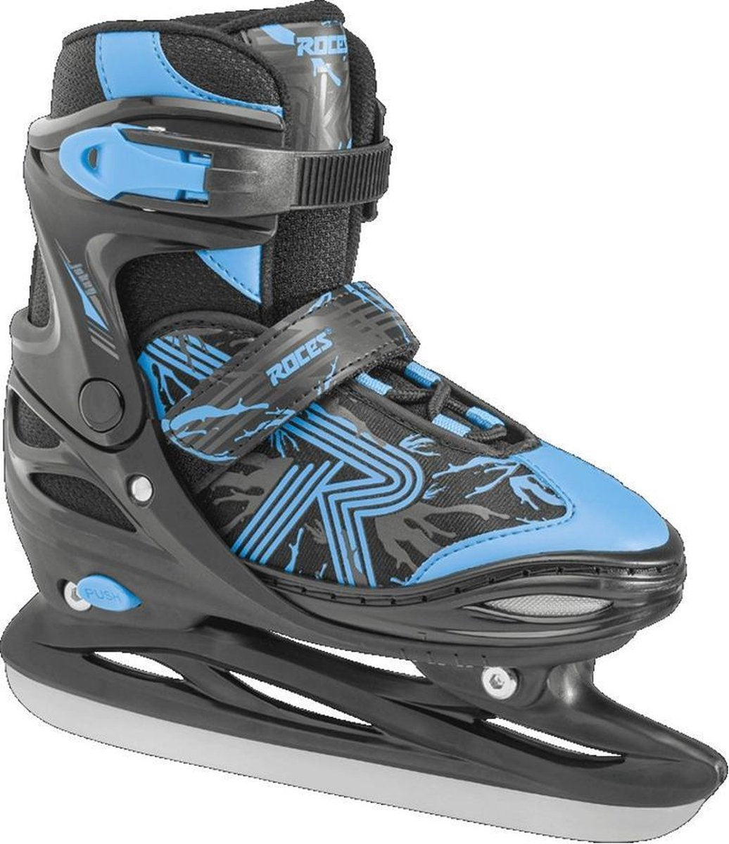 Roces – jokey ice 3.0 – patins de hockey sur glace – patins pour enfants – noir bleu – réglable 4 tailles doublure chaude confort – taille 38-41