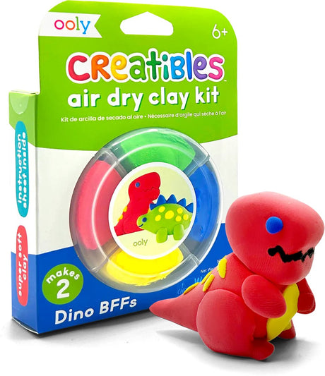 Ooly - creatibles - mini kit d'argile séchée à l'air - dino bff's - 4 couleurs