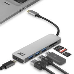 Lecteur de carte hub USB-C act ac7050 noir, gris 0,15 m