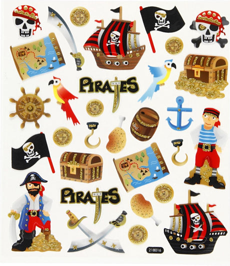 Autocollants Creativ company, pirates, feuille 15x16,5 cm, 1 feuille
