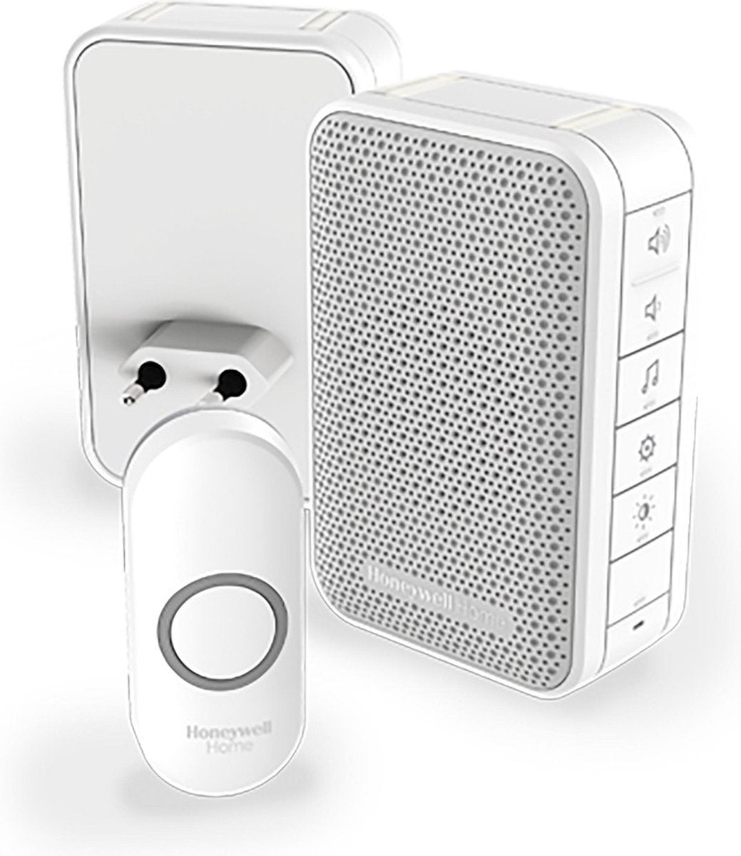 Sonnette portable et enfichable sans fil Honeywell - avec contrôle du volume et bouton-poussoir - blanc