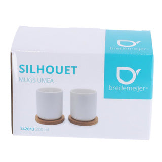 Bredemeijer tasse à thé umea 200ml blanc et dessous de verre set 2
