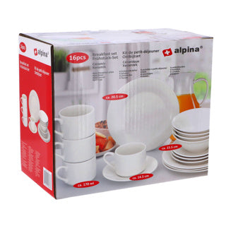 Vaisselle petit déjeuner Alpina 16 pièces