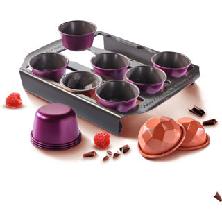 Ensemble de moules à pâtisserie Ottosimon Tefal creabake violet 12 pièces en métal.
