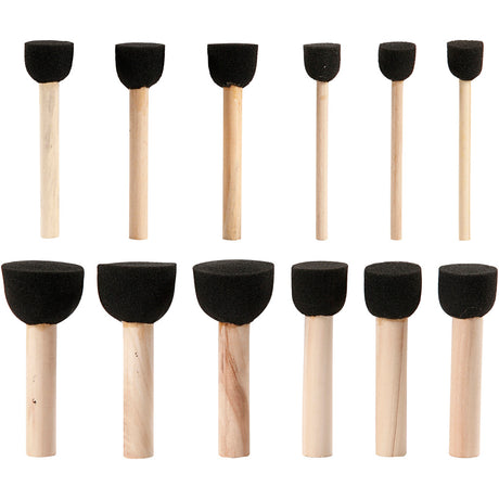 Bâtonnets de tampons en mousse Creativ company, l: 9-10 cm, d 13+20+25+35 mm, 12 pièces 1 boîte
