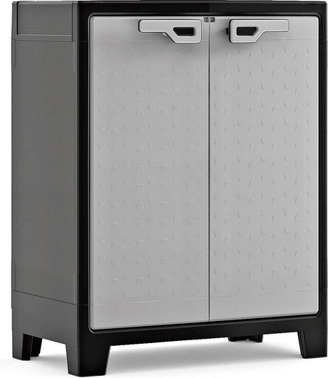 Keter meuble bas titan - 2 étagères - 80x44x100cm - gris noir