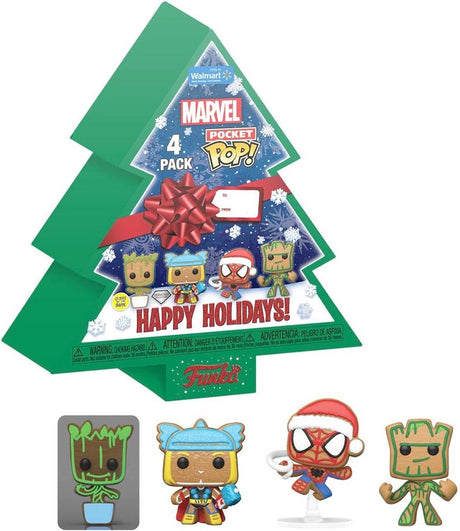 Funko - pop de poche Marvel Holiday 2022 ! Lot de 4 coffrets de Noël sapin porte-clés 3D 4 cm - multicolore