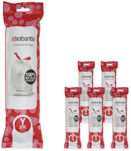 Sacs poubelle Brabantia perfectfit - 20 l - code y - 6 rouleaux x 20 pièces
