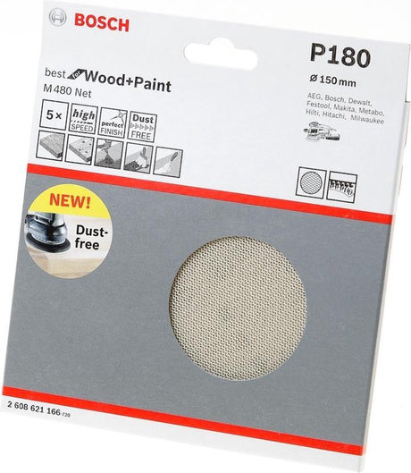 Bosch 5x feuille abrasive 150 mm k180 - 2608621166