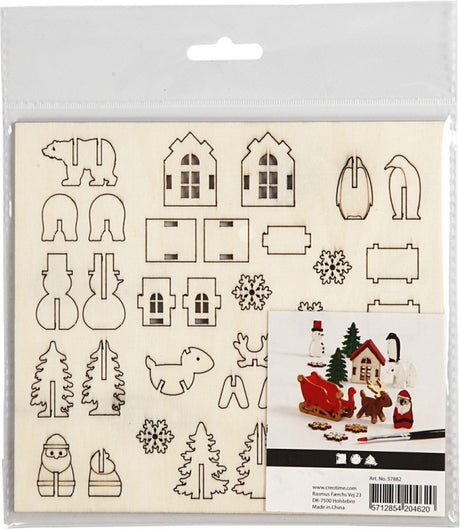 Creativ company figurines en bois DIY, Noël, L : 15,5 cm, l : 17 cm, épaisseur 3 mm, 1 boîte