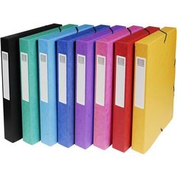 Exacompta 8x coffret de classement carton brillant dos 40mm - a4 - assortis - 50400e