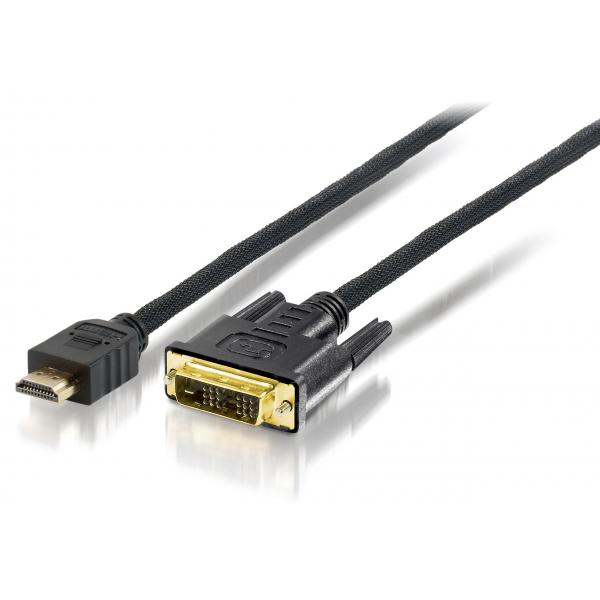 Équipez 119329 Câble adaptateur unique HDMI de haute qualité à DVI-D, M M M, 10m, plaqué or, noir