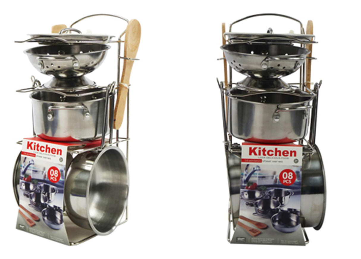 Ensemble de jeu de poêles Aro en acier inoxydable 8 pièces en standard