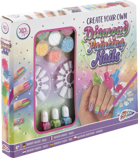 Grafix diamond painting nagelstudio meisjes | nagelstudio speelgoed | nagelsalon meisjes 6+ jaar | nagellak set - nagellak kinderen - diamond painting nagels meisjes