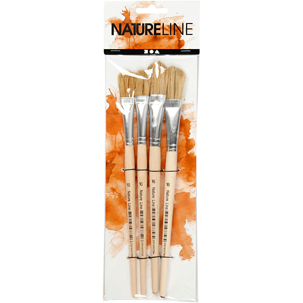 Pinceaux à laque Creativ company, taille 10+16, l : 13-18 mm, l : 13-17 cm, plats, 4 pièces 1 boîte