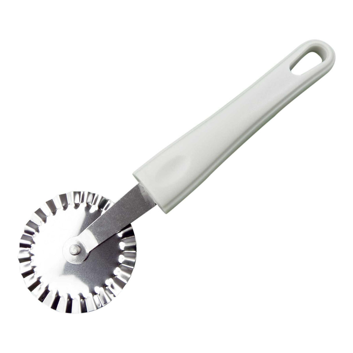 Coupe-pizza Aro houseware en acier inoxydable avec manche en plastique blanc