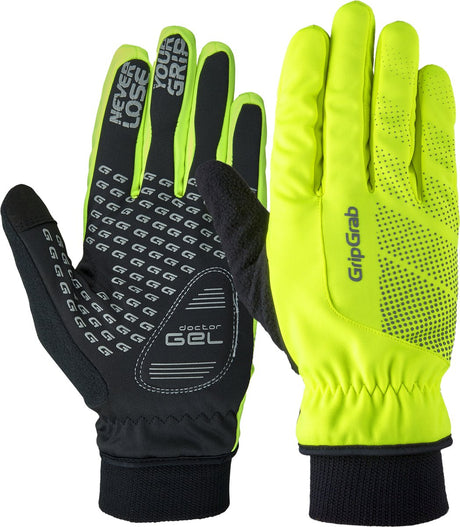 Gripgrab - gants de cyclisme d'hiver coupe-vent haute visibilité ride avec gants de cyclisme thermiques doublés de rembourrage - jaune haute visibilité - unisexe - taille XL