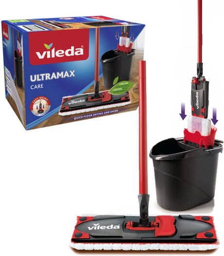 Vileda ultramax care set complet - raclette sol avec manche - pour sols sensibles - microfibre 100% recyclée