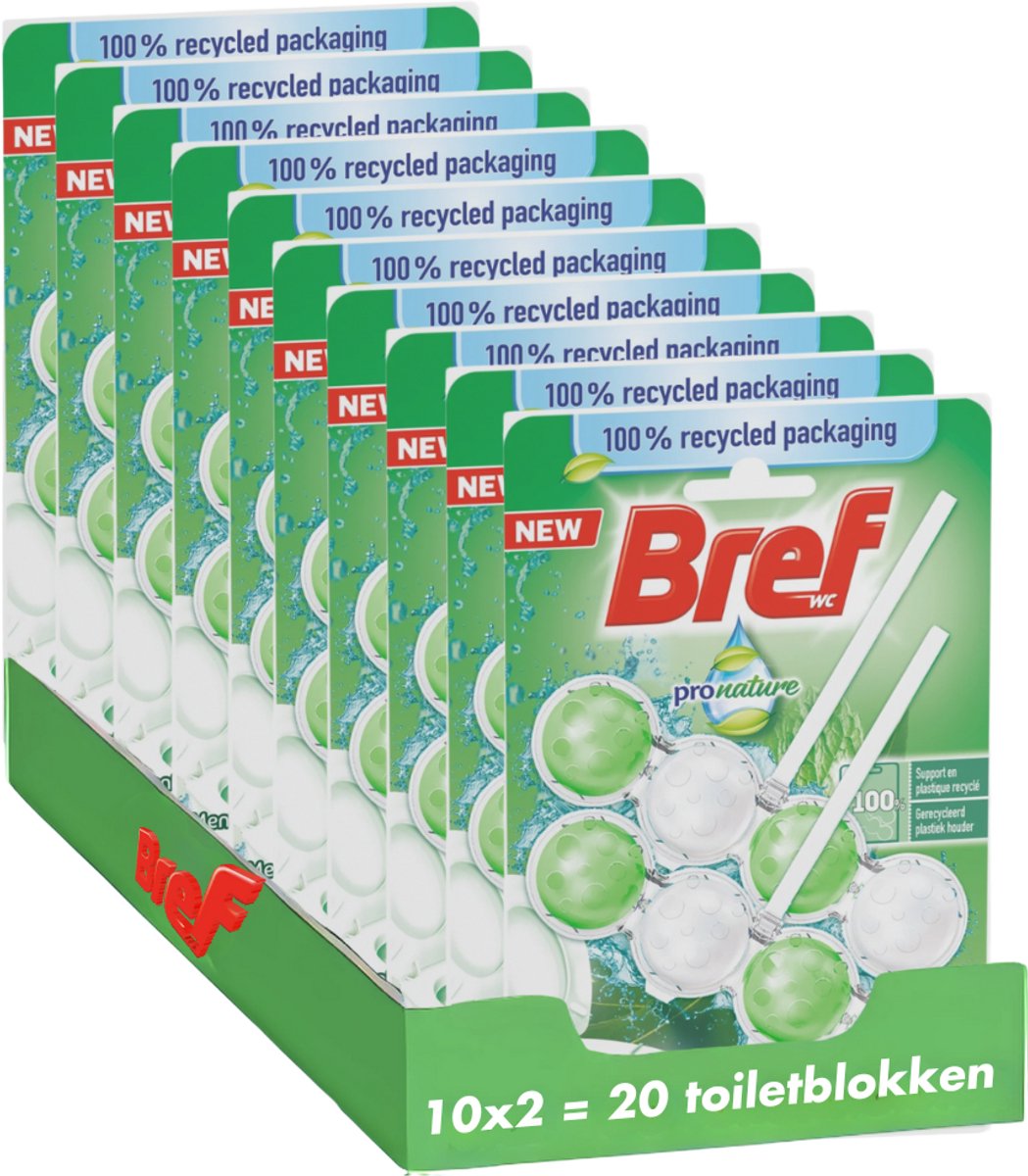 Bref - pro nature - eucalyptus menthe - toilettes hygiéniquement propres - respect de la nature - pack économique - 10 x 2 pièces