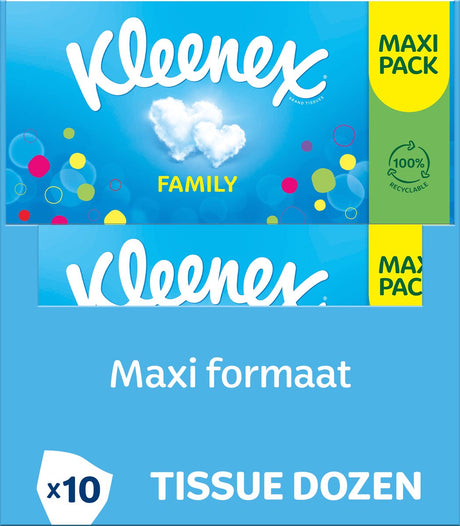 Mouchoirs Kleenex - boîte familiale - pack économique - 10 x 128 pièces (1280 mouchoirs)